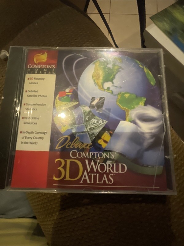 Deluxe COMPTON’S 3D WORLD ATLAS Windows 95 NEW Sealed