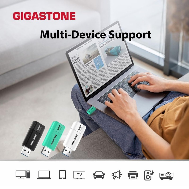 GIGASTONE 64GB Flash Drive (5 Pack) Z60 USB 3.2 Gen 1, 100MB/s Ultra Fast, Re... gallery
