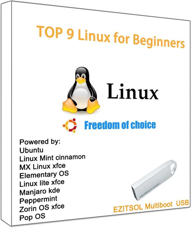 32GB 9-in-1 Linux bootable USB for Ubuntu,Linux Mint,Mx Linux,Zorin OS,Linux Lit
