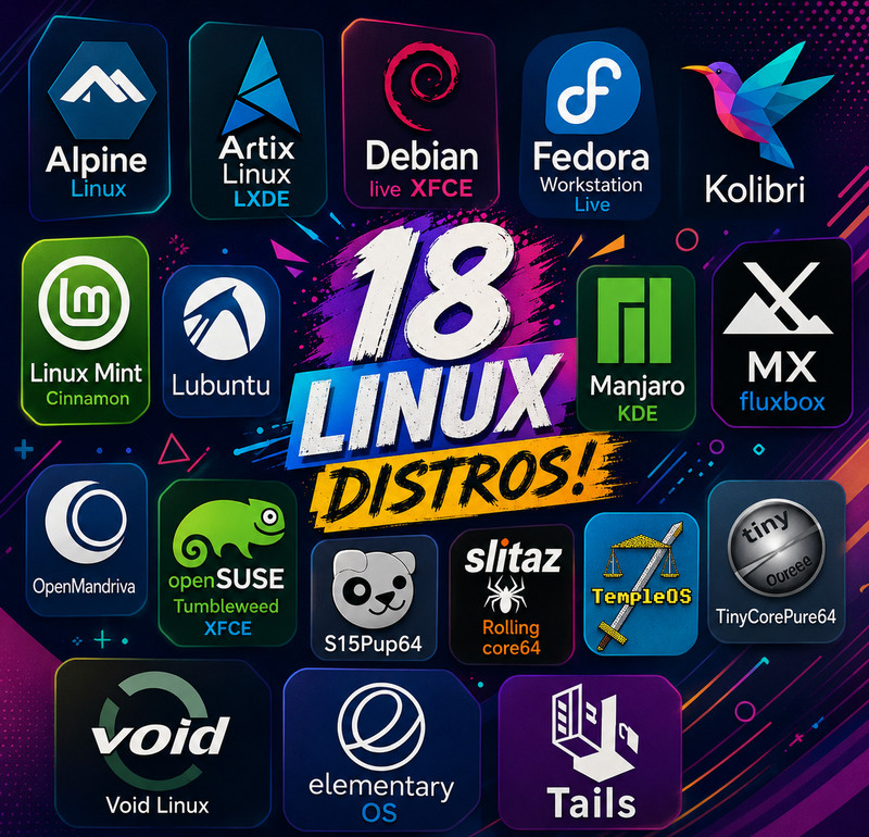 🔥 18 Linux Distros Bootable USB | Fedora Debian Mint Tails MX Puppy & Many More