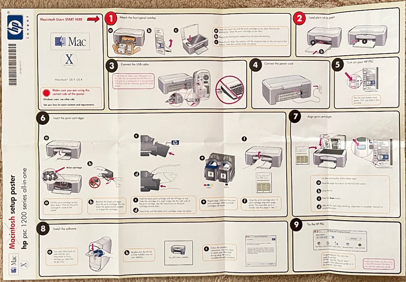 HP PSC 1200 SERIES ALL-IN-ONE SETUP POSTER MACINTOSH/WINDOWS ≈26 1/2" X 17 3/4" gallery