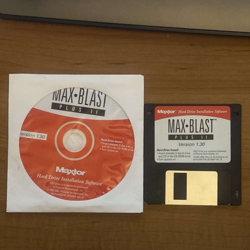 Maxtor MaxBlast Plus II Disk Management Software v1.30 CD & Floppy Windows