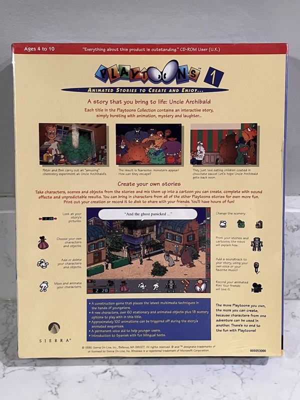 Very Rare Big Box PC Collectable! Playtoons 1 W/ Uncle Archibald! 96' Sierra NOS gallery