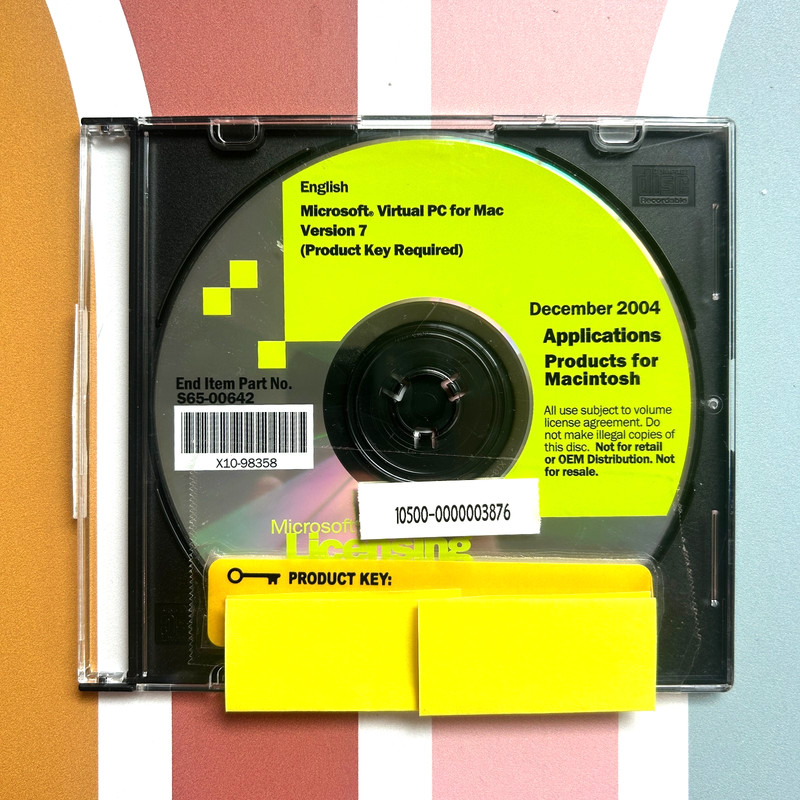 Microsoft Licensing Version 7 for Microsoft Virtual PC for Mac w/ Key