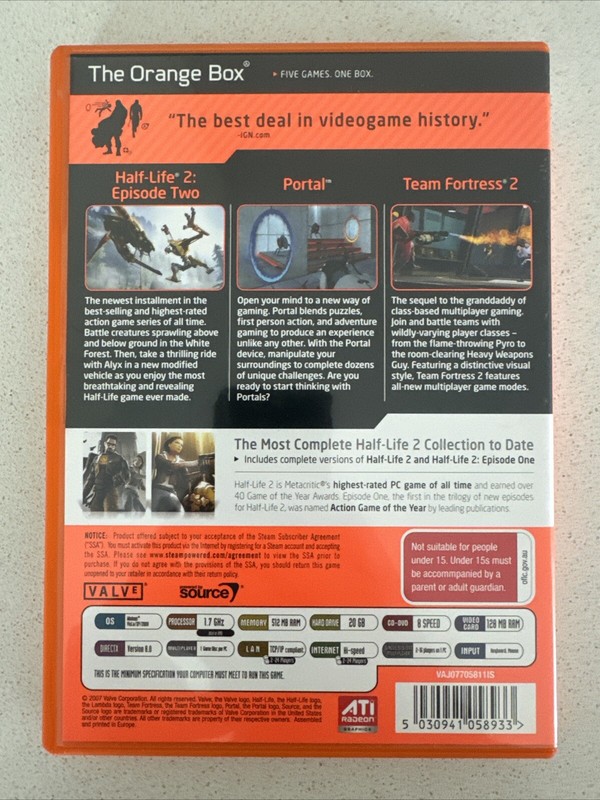 The Orange Box - Half Life 2, Team Fortress 2, Portal - PC - Valve - Free Post! gallery