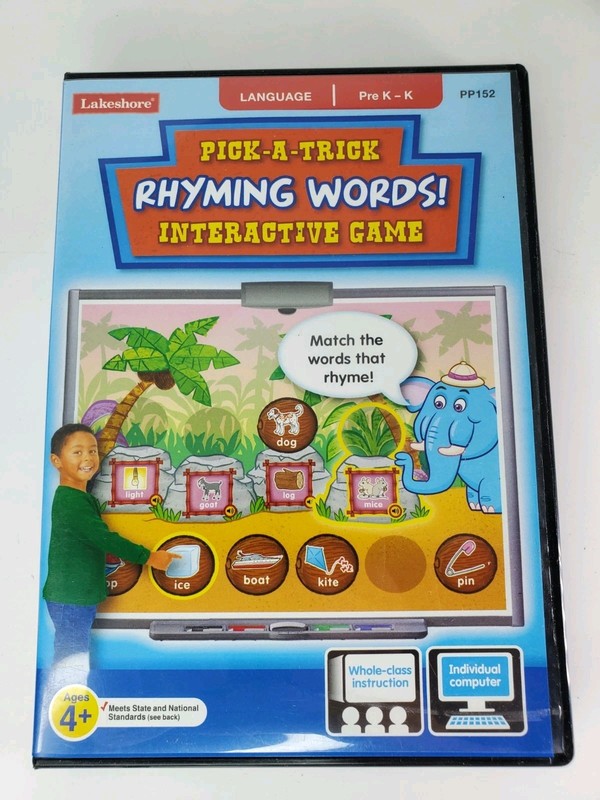 Lakeshore Pick-A-Trick Rhyming Words! Interactive Game Wimdows Max OS Cd Rom