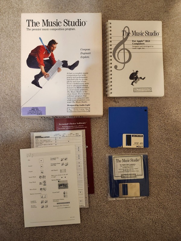 The Music Studio for Apple IIGS Audio Light / Activision 3.5″ Floppy Box Papers