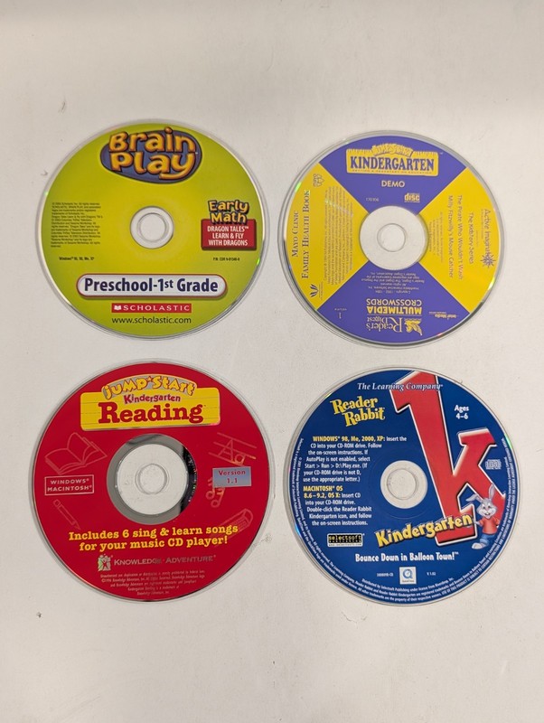4 Loose Kindergarten Learning PC CD-ROMs | Jumpstart Reader Rabbit Reading Math
