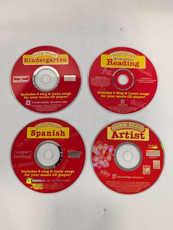 4 Loose Jump Start Kindergarten PC CD-ROMs | Learning Artist Spanish Reading