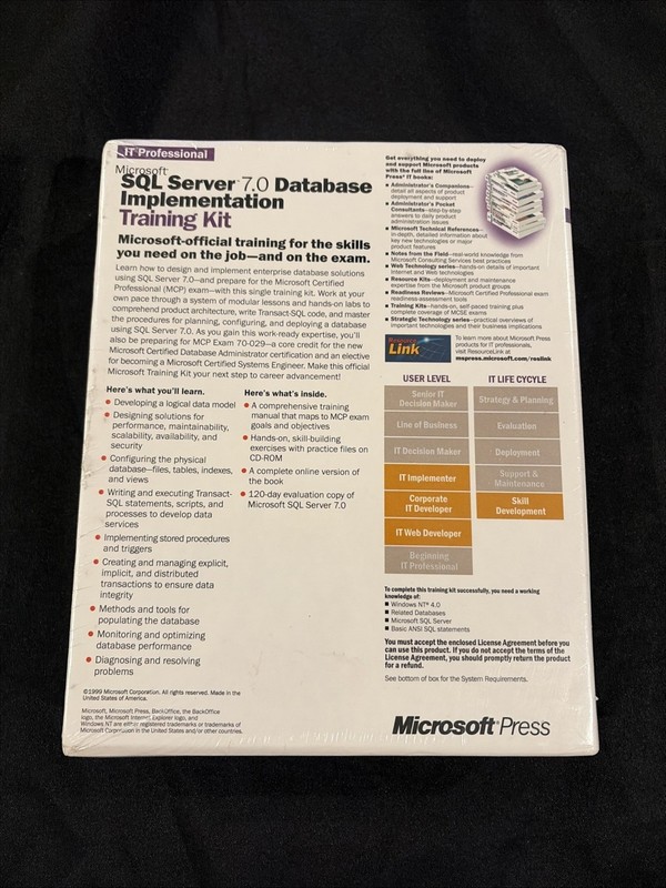 Microsoft SQL Server 7.0 Database Implementation Online Training Kit BRAND NEW gallery