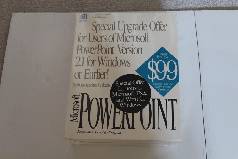 Vintage PC Software Microsoft PowerPoint Upgrade 3.5″ disks Sealed Brand new
