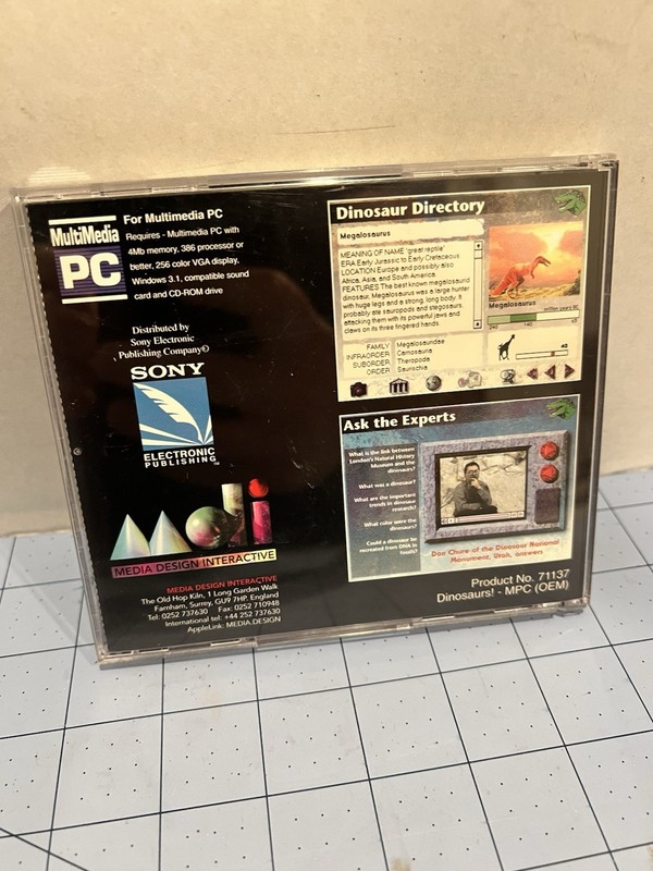 DINOSAURS! Multimedia CD-ROM 1992 Media Design Interactive Mac PC Dual Sony gallery
