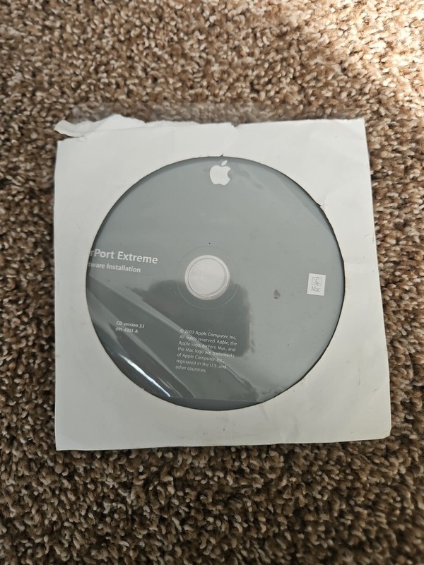 Apple AirPort Extreme Software Installation Disc For Mac IOS. Ver 3.1 6914351A