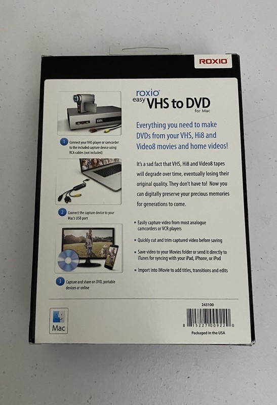 Roxio Easy VHS to DVD for Mac - New Retail Box gallery