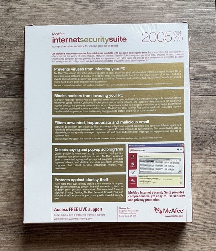 McAfee Internet Security Suite 2005 Version 7.0 - Vintage Software PC Win 98/XP gallery