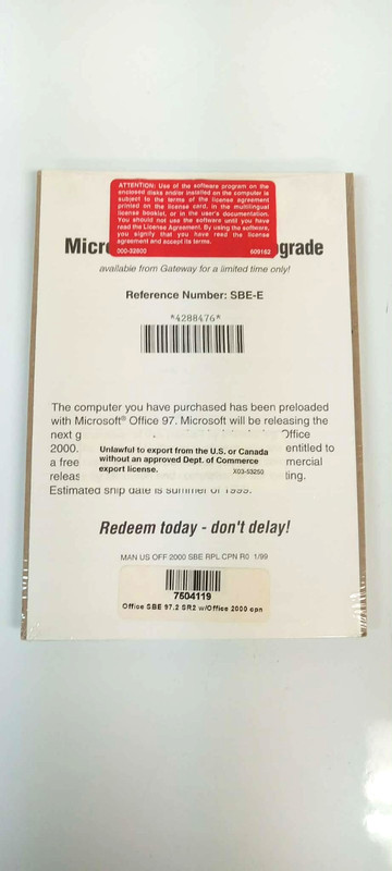 Microsoft Office 2000 Upgrade from Gateway SBE-E 1998 Office SBE 97.2 SR2 Office