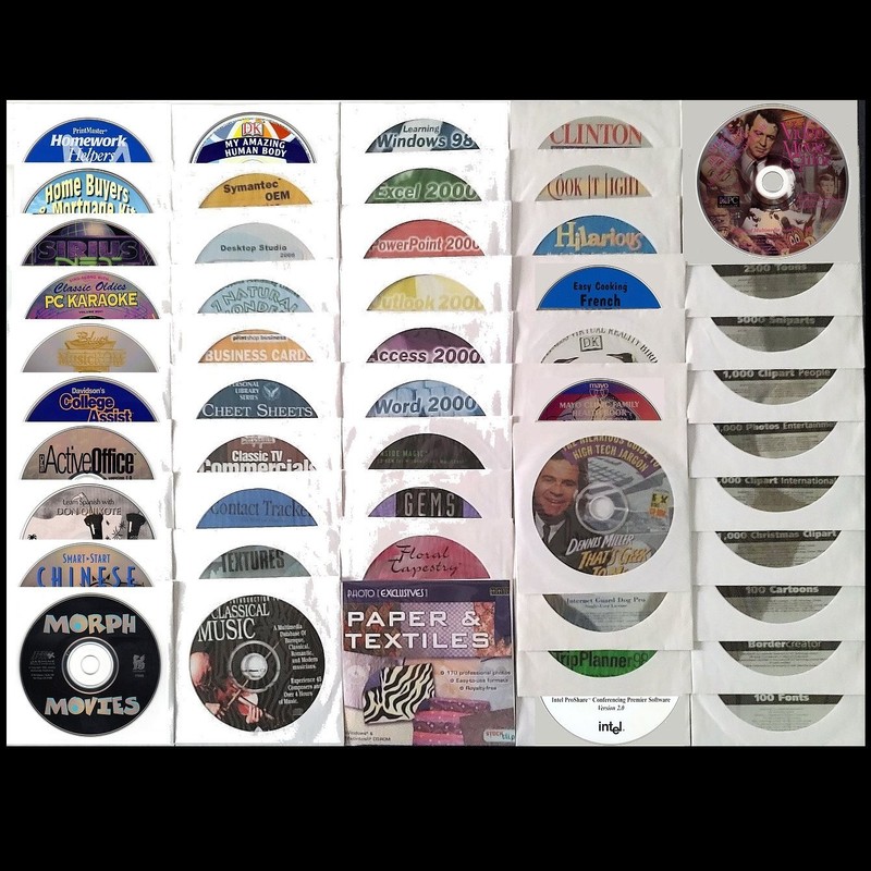 50 MISC CD-ROM LOT #3 – PC Software Lot CLEARANCE – NEW CD’s in Sleeves