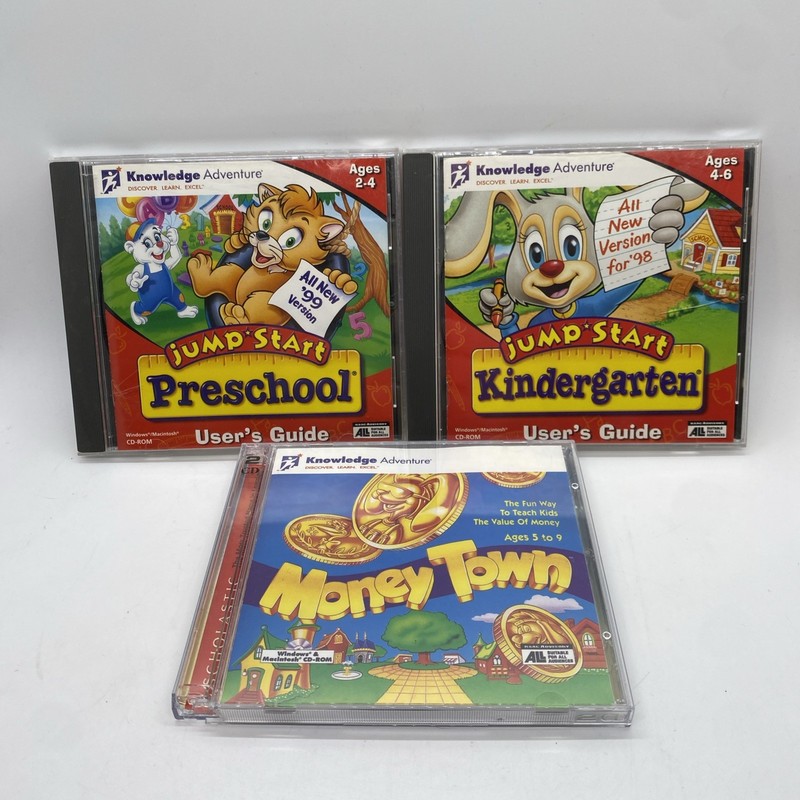 Jump Start Lot of 3 CD-ROM Learning Games Preschool Kindergarten Money Town