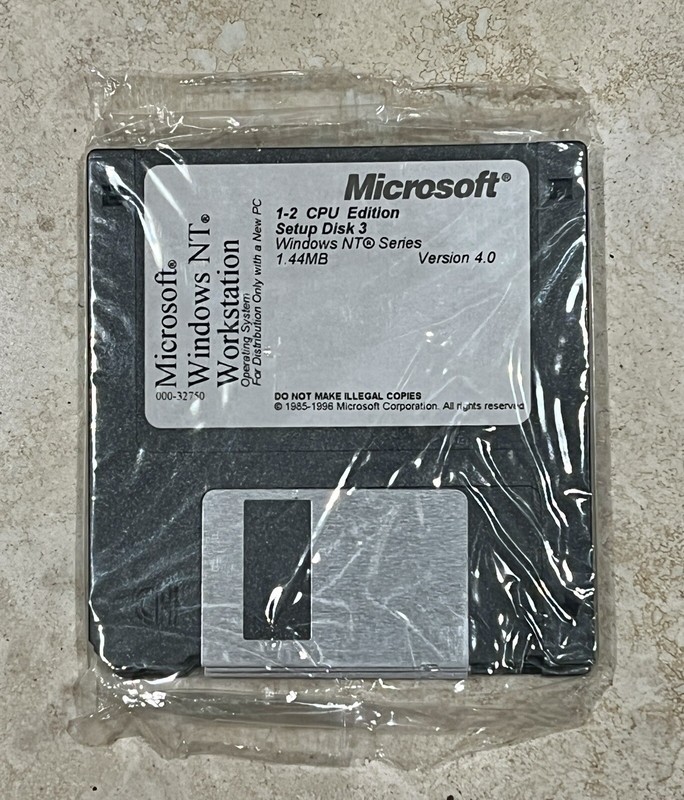 Microsoft Windows NT 4.0 Workstation 1-2 CPU Edition Floppy Disk set 1-3 Sealed
