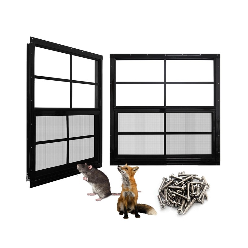 NeatiEase Upgraded Shed Windows 2 Pack, 24" x 24" Windows with Tempered Glass...