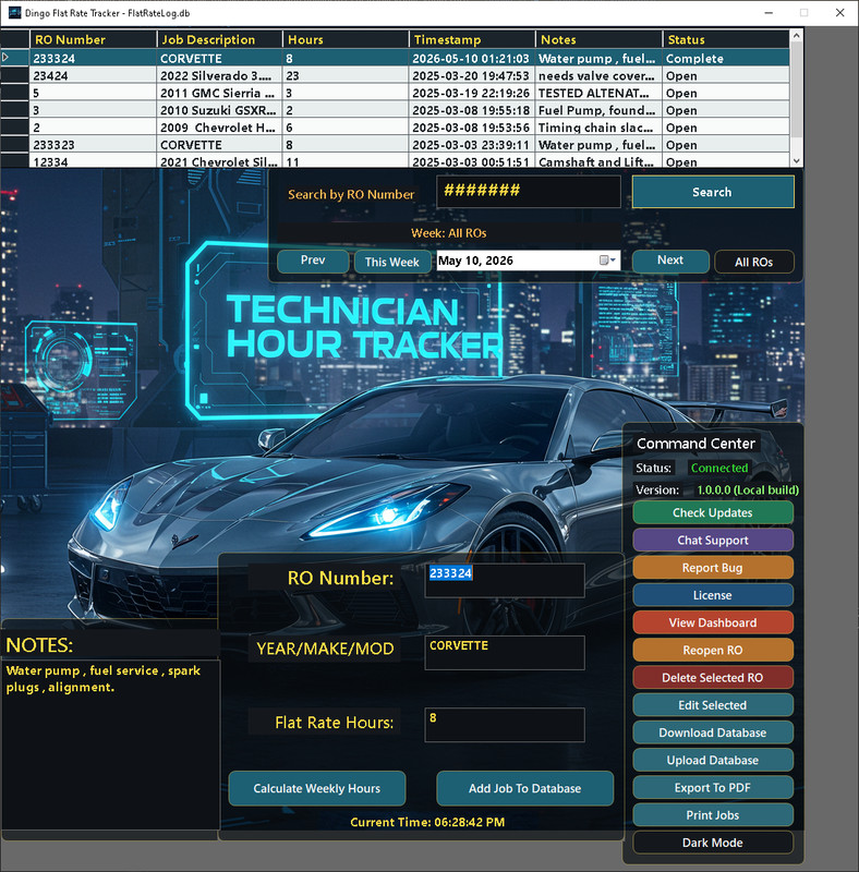 Flat Rate Hour Tracker Software for Automotive Technicians & Shops