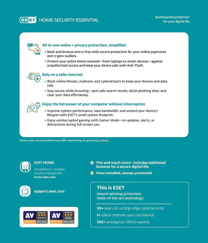 ESET Home Security Essential 2026 - 5 Devices / 1 Year. USA ONLY. Fast Delivery gallery