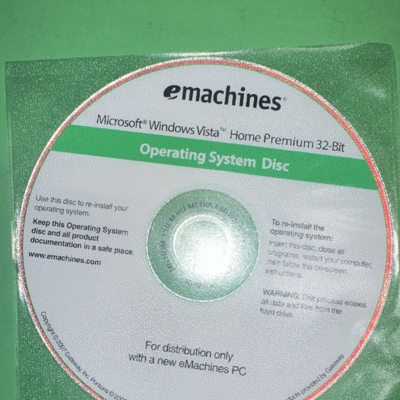 eMachines Windows Vista Home Premium 32-Bit CD 500200S02-441-G
