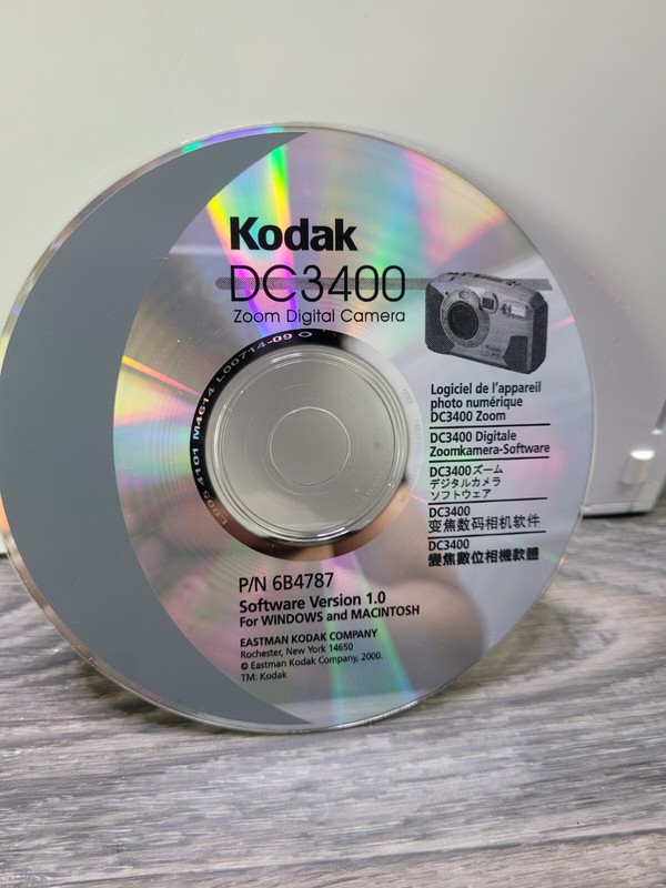 Kodak Software Version 1.0 DC3400 ZOOM DIGITAL CAMERA P/n 6B4787