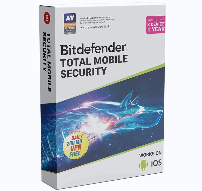 Bitdefender Total MOBILE Security – 1 Year 3 Devices (ONLY FOR Android & iOS )