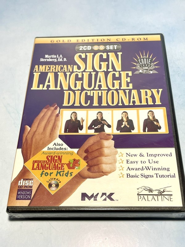 Vintage American Sign Language Dictionary Gold Edition CD Rom CD Set Brand New