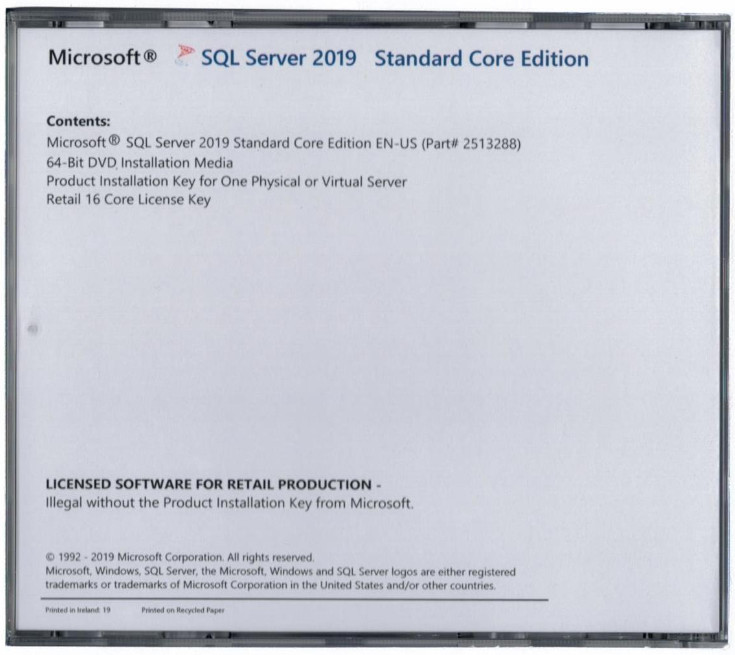 Microsoft SQL Server 2019 Standard with 16 Core License, unlimited User CALs gallery