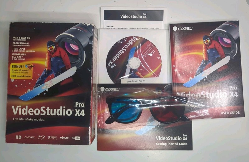 Corel VideoStudio Pro X4 CIB w/Manual + Original 3D Glasses