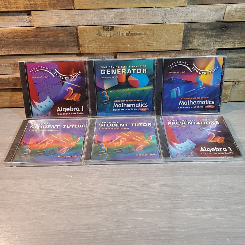 McDougal Littell CD-ROM LOT of 6 Courses Mathematics Middle Home School Tutor