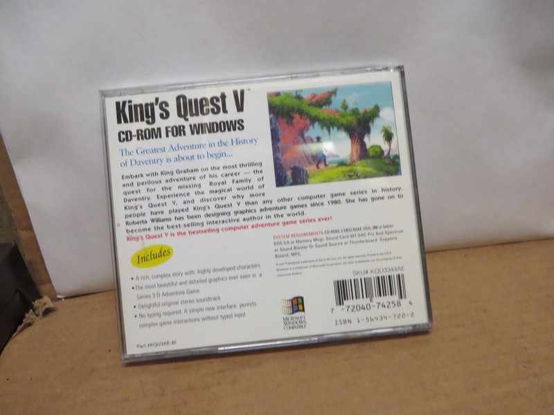 CD ROM VINTAGE 1990's PC SOFTWARE " KINGS QUEST V " adventure game gallery
