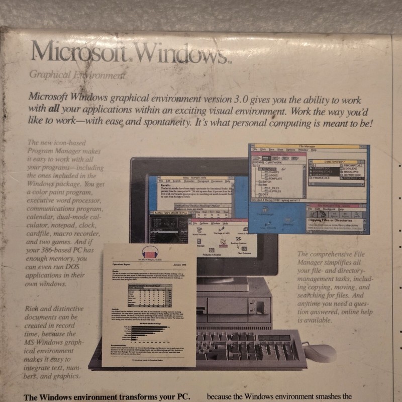 Microsoft Windows 3.0 NEW SEALED VINTAGE 5.25" Version for DOS Floppy Disk Rare gallery