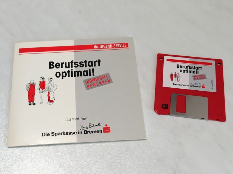 Vintage: “Professional Start Optimal!” PC Software 3.5″ Floppy Disk, Sparkasse Bremen 1993