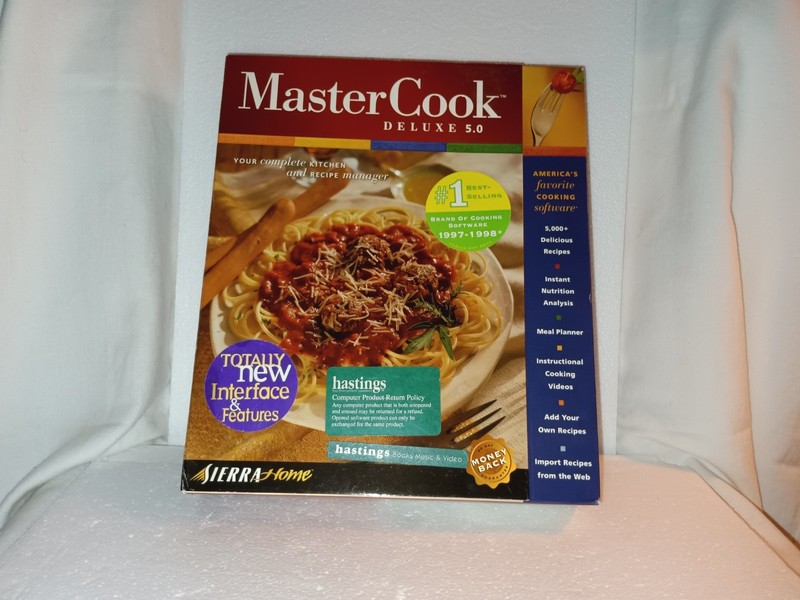 NEW Mastercook Deluxe 5.0 PC CD learn to cook book recipes meals