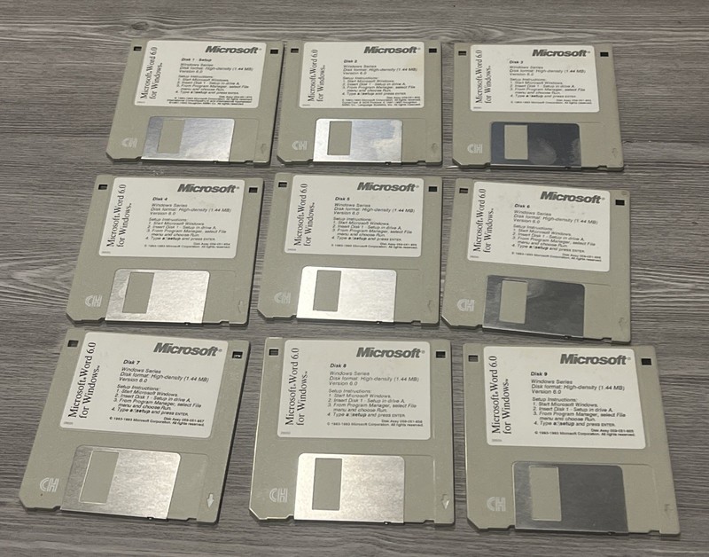 Microsoft Word 6.0 For Windows Version 6.0 | Floppy Disk Set 3.5″ Set of 9