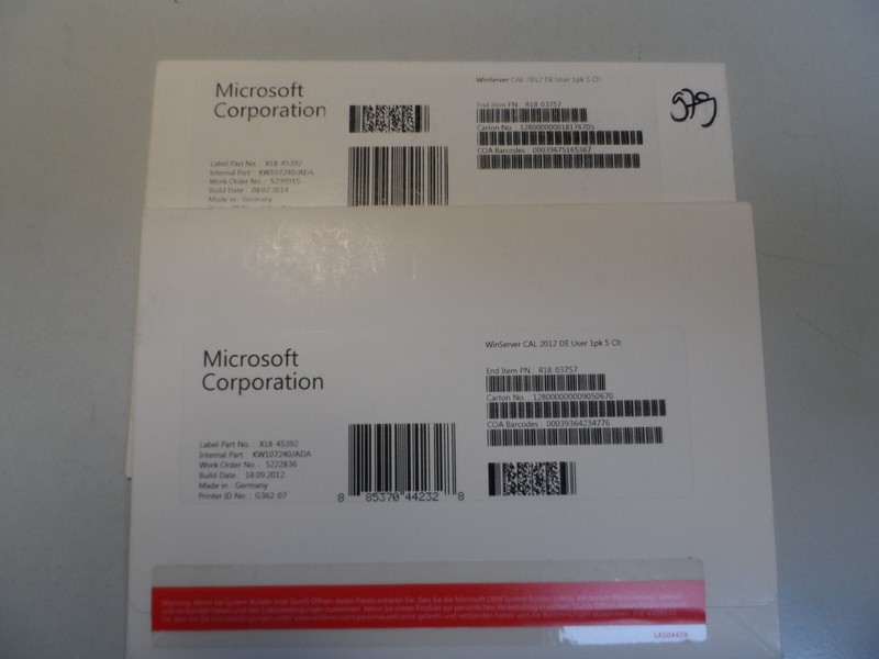 Genuine Windows Server 2012 5 User CALs German OEM License X18 45392 gallery