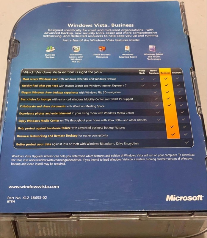 Microsoft Windows Vista Business Full MS WIN 32 Bit DVD Open Box gallery