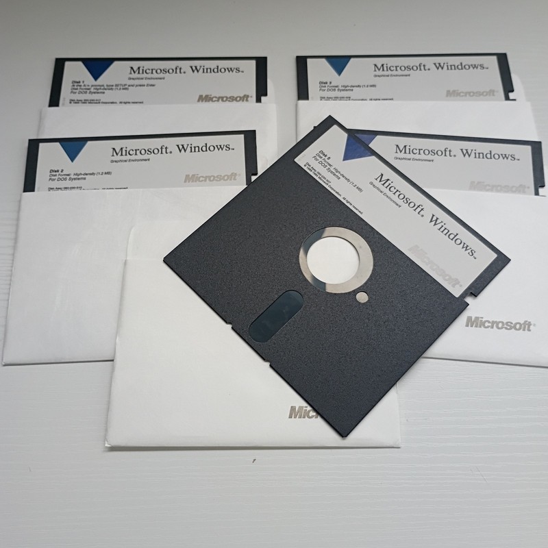 Microsoft Windows Graphical Environment Software DOS 5.25 Floppy Disks Vintage gallery