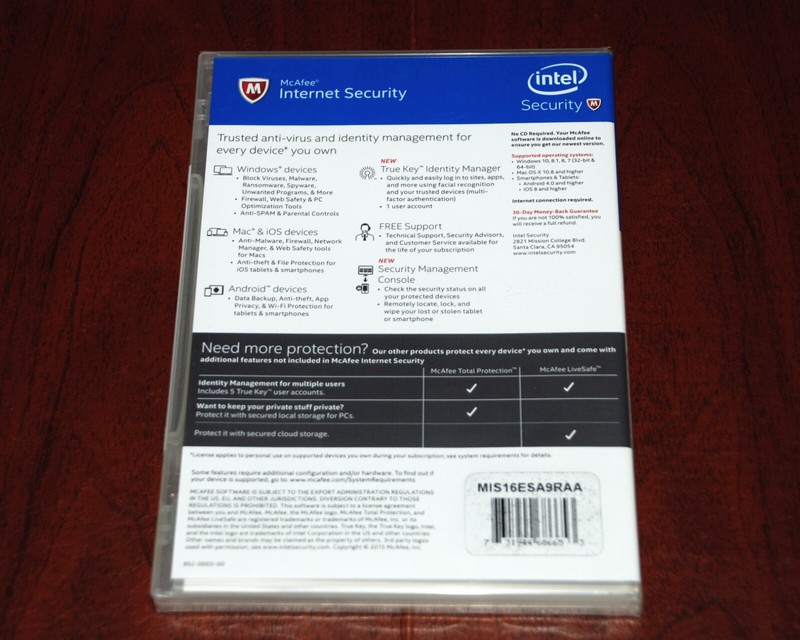 McAfee Internet Security 2016 for Windows, Mac & iOS, Android Devices SEALED gallery