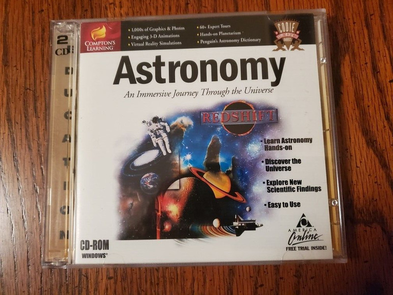 1999 COMTON’S LEARNING ASTRONOMY PC CD-ROM WINDOWS 2 DISCS