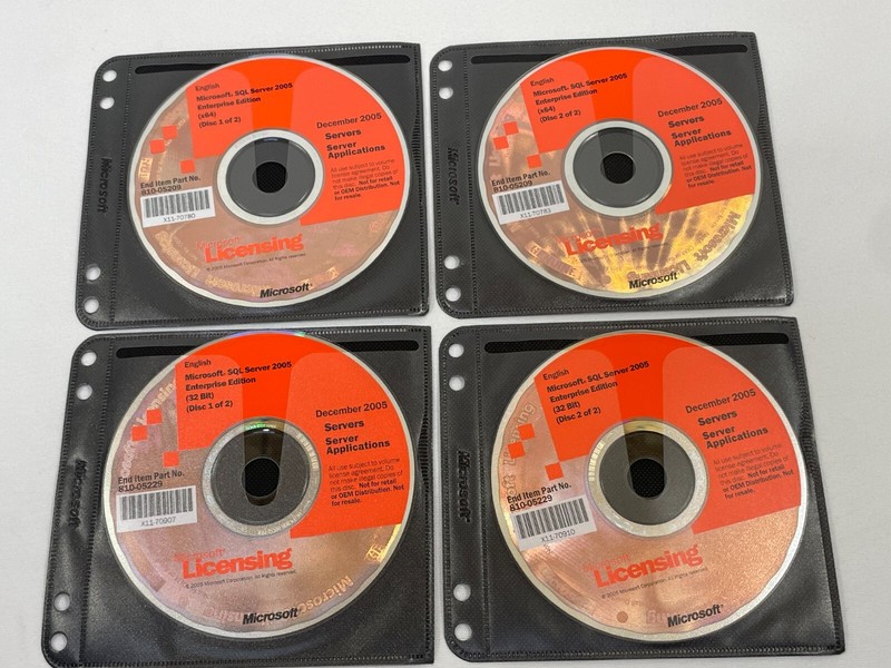 Microsoft SQL Server 2005 Enterprise Edition 4-Disc DVD Set Windows PC Software