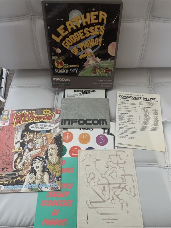 Leather Goddesses Of Phobos COMMODORE 64 128 Big Box Game CIB 5.25 Floppy 1541