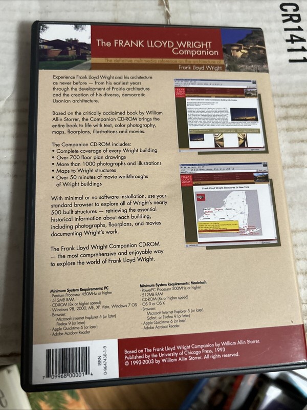 VERY RARE - The Frank Lloyd Wright Companion (PC Windows & Mac CD-ROM) gallery