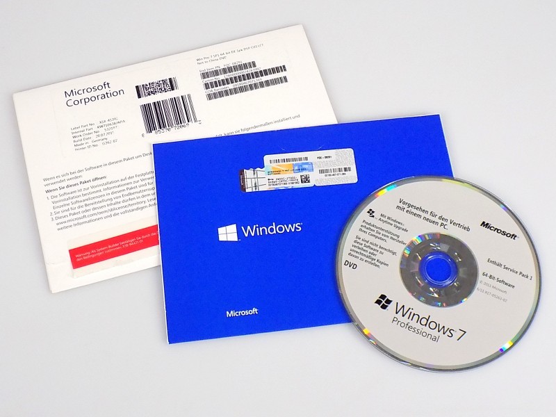 Microsoft Windows 7 Professional 64-bit SP1 System Builder German – DVD & License