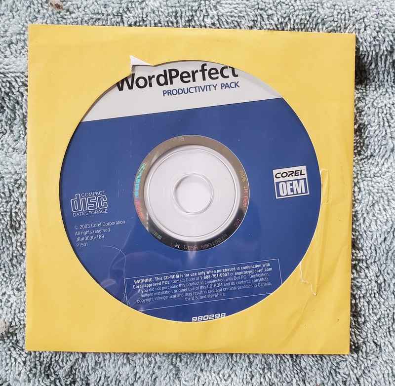 Word Perfect Productivity Pack 2003 CD Disc