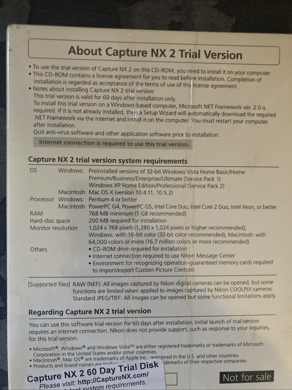 Nikon Capture NX 2 Camara Software CD Trial Version Windows & Mac Computer gallery