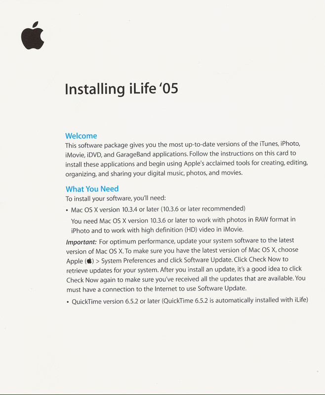 Apple iLife ‘05 CPU Drop-in DVD ~ New Mac Software gallery
